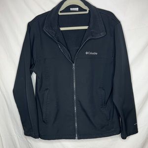 Columbia zip up nylon fleece lined jacket with pockets black sz L